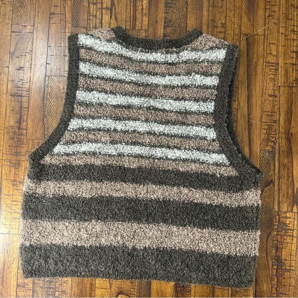 Women’s Striped Boucke Wool Alpaca Mohair Blend Sweater Vest SM Light Academia - Picture 2 of 4